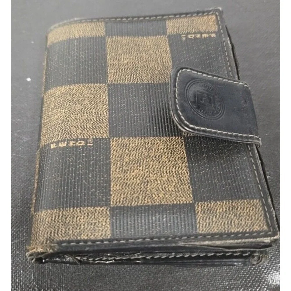 Fendi Bifold Vintage Wallet Brown Leather Canvas Zucca Made in Italy